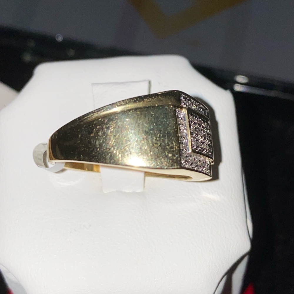 10k solid gold real diamond men statement ring custom designed not CZ not plated - Picture 4 of 4